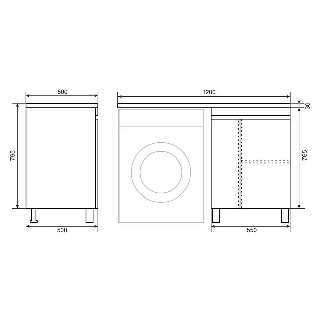 Тумба под стиральную машину Uperwood Magenta, 60 см, напольная, белая, с дверцами фото 9