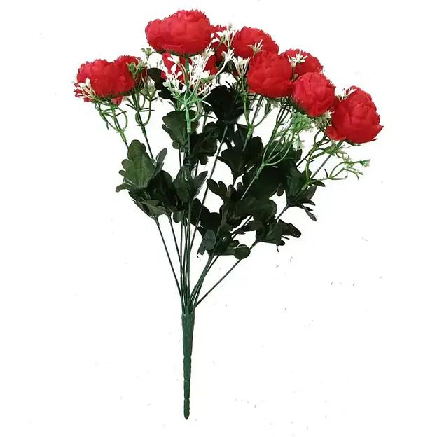 Букет с 12 пионовидными розами (зел.-бел. добавки) 48см фото 7