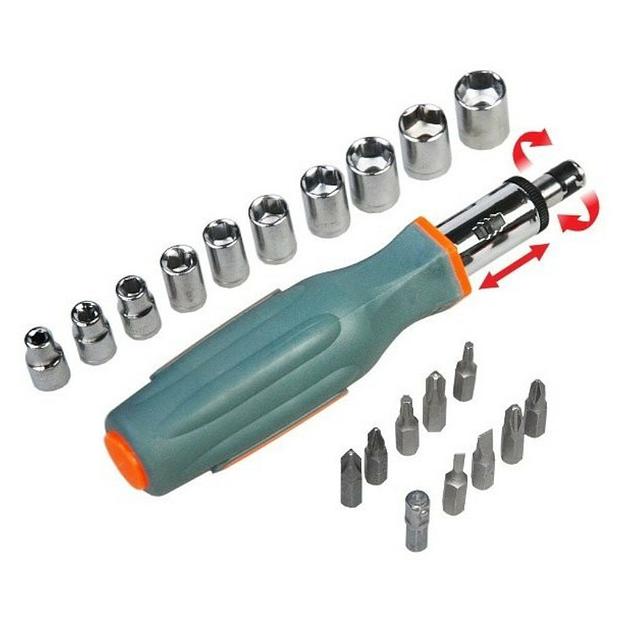 Реверсивная отвертка с торцевыми головками и битами (22 шт) Horusdy SDY-94146 фото 2