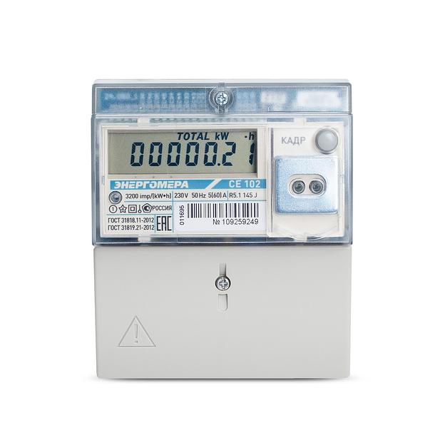 Счетчик электроэнергии CE102R5.1 145 JA (это с RS485) однофазный многотарифный 5(60)А Мск фото 1
