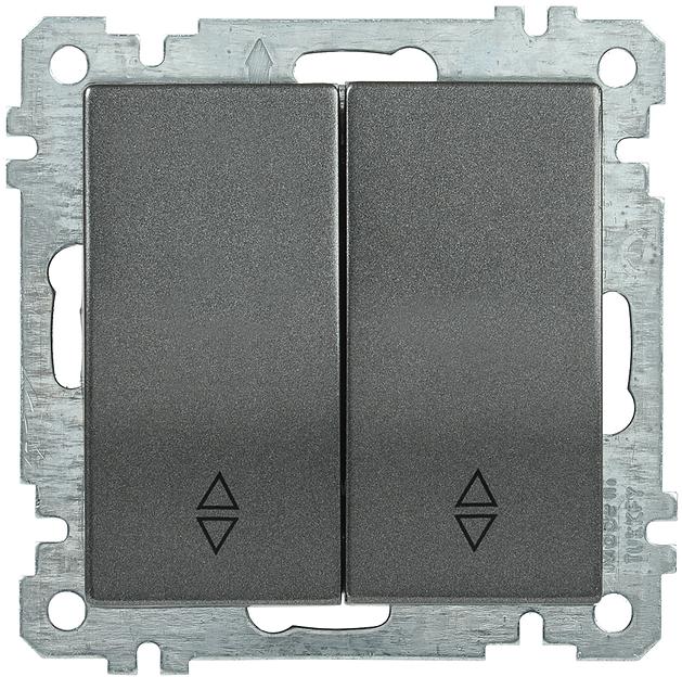 Iek EVB22-K95-10 ВС10-2-2-Б Выключатель 2 клав. прох. 10А BOLERO антрацит фото 1