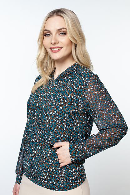 Блузка женская  4090-24/01/Коричневый, синий  фото 3