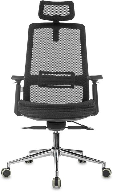 Кресло руководителя Бюрократ MC-912-H черный, сетка с подголов. крестов. металл хром фото 2