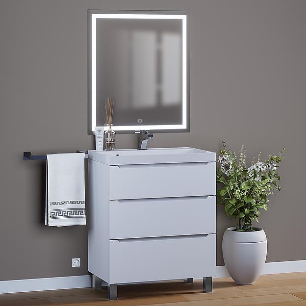 Тумба под раковину для ванной Uperwood Tanos 70 см, напольная, белая, 3 ящика фото 5