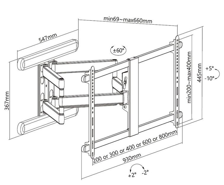 Кронштейн настенный выдвижной Exell EXi-X9086 фото 9