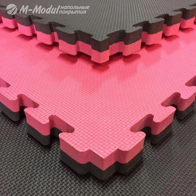 Будо-мат 100x100 см., толщина 4 см, тиснение  плетенка, Цвет Красно-черный, Толщина модуля 40 мм. фото 1