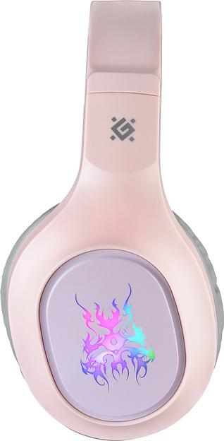 Гарнитура игровая DEFENDER (64481) Fury розовый, LED, провод 2 м фото 2