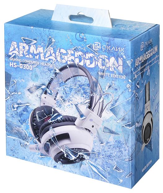 Наушники с микрофоном Оклик HS-G300 ARMAGEDDON белый/черный 2.3м мониторные оголовье (361558) фото 8