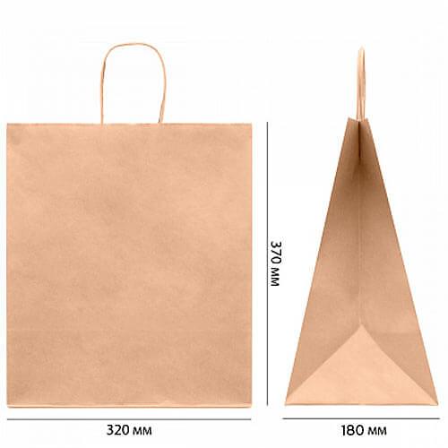 Крафт-пакет с кручеными ручками 32х18х37 см фото 1