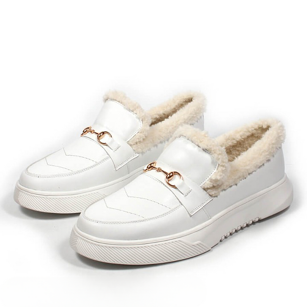 Слипоны утеплённые TAIS из натуральной кожи, арт.MT456 белый ОПТ фото 5