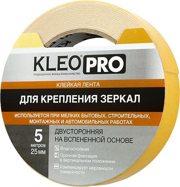 Клейкая лента KLEO PRO двусторонняя на вспененной основе "Для крепления зеркал" 25мм*5м фото 1