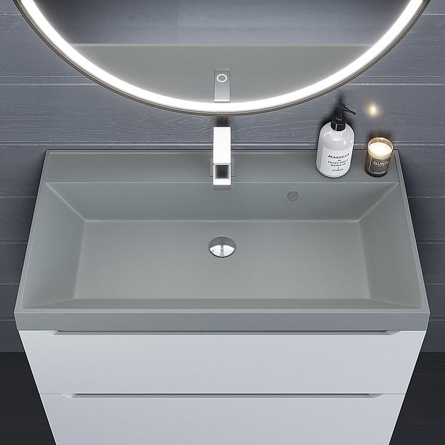 Раковина кварцевая для ванной комнаты Uperwood Classic Quartz 80 см, серая матовая, платина фото 4
