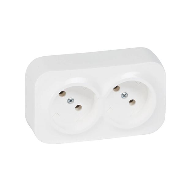 Розетка двойная без зк Legrand Forix 16A 250В IP20 накладная белый 782412 фото 1