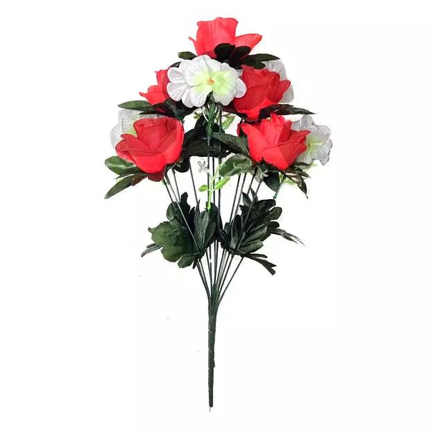 Розы с фиалками 12 голов (2 вида 7+5) 49см 476-735+671 фото 6