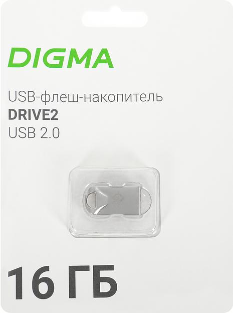 Флеш Диск Digma 16Gb DRIVE2 DGFUM016A20SR USB2.0 серебристый фото 2