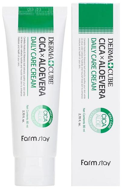  Успокаивающий крем для лица с центеллой азиатской и алоэ FARM STAY Dermacube Cica & Aloevera Daily Care Cream ОПТ фото 1