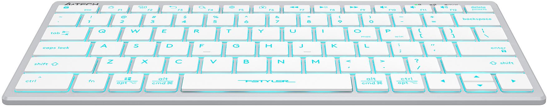 Клавиатура A4Tech Fstyler FX61 белый/синий USB slim Multimedia LED фото 9