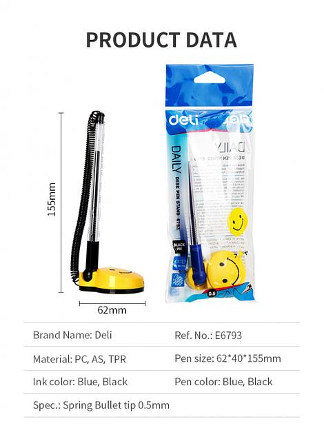 Ручка шариковая Deli E6793BLUE на подставке 0.5мм синие чернила фото 7