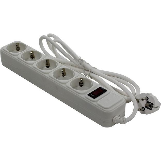Exegate EX266863RUS Сетевой фильтр Exegate SP-5-1.5W (5 розеток, 1.5м, евровилка, белый) фото 1