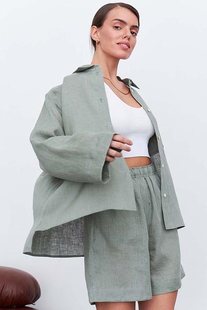 Рубашка короткая  S021_LGRN/Светло-зеленый  фото 4