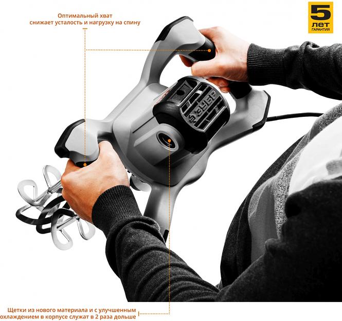 Дрель-миксер Зубр МРД-1400 1400Вт патрон:кулачковый фото 4