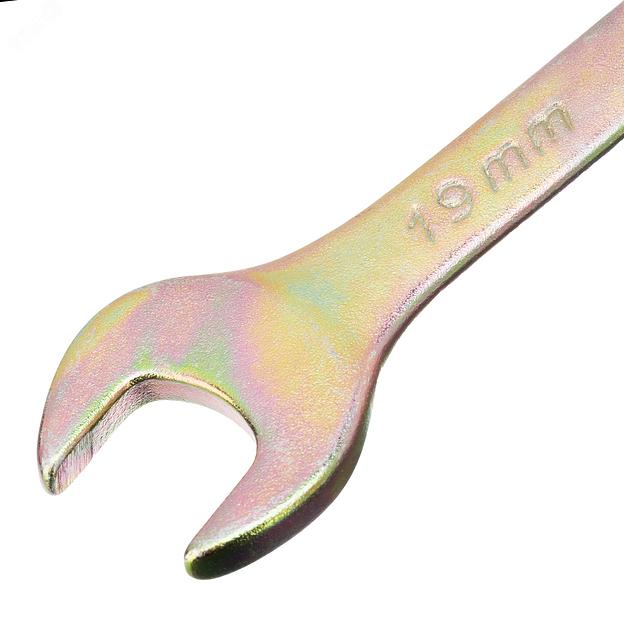 Ключ комбинированный, 19 мм, желтый цинк фото 2