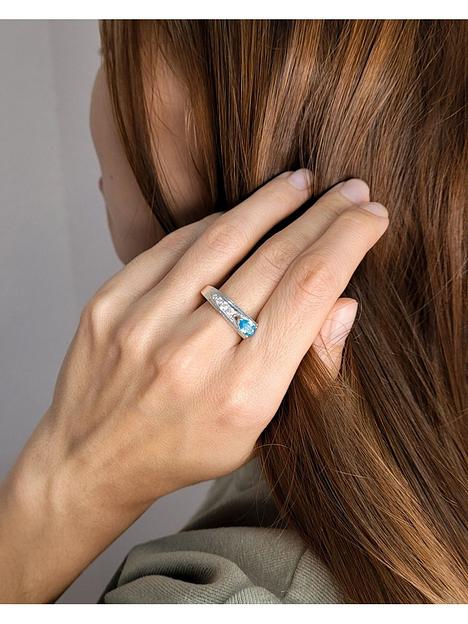 Ассиметричное серебряное кольцо с голубым фианитом 925 фото 4