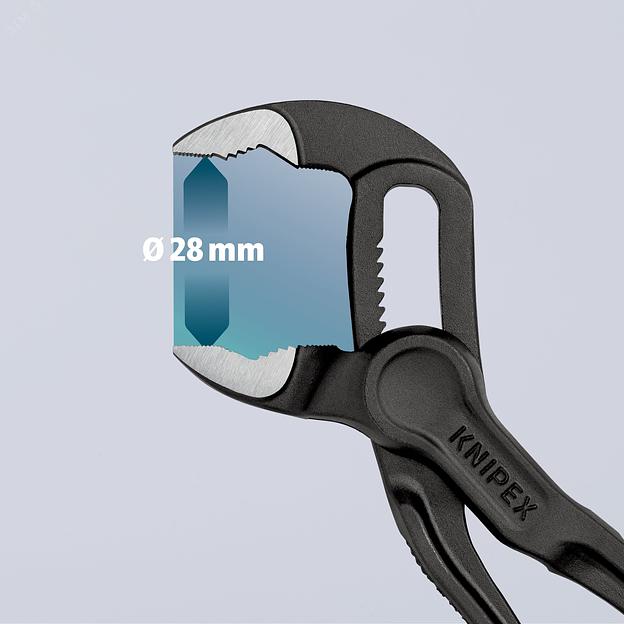 Клещи переставные сантехнические с фиксатором COBRA XS 28 мм (1) под ключ 24 мм L-100 мм Cr-V с ерые фото 9