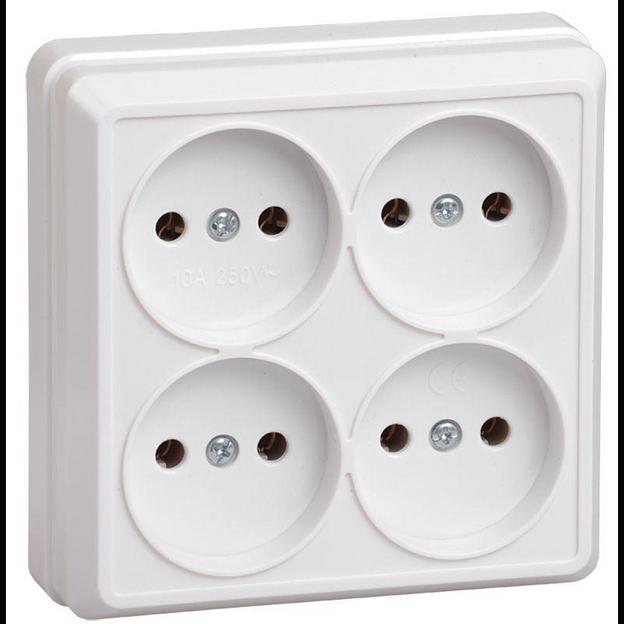 Iek ERO40-K01-10-DC РС24-2-ОБ Розетка 4местн. без з/к 10А откр.уст. ОКТАВА (белый) фото 1