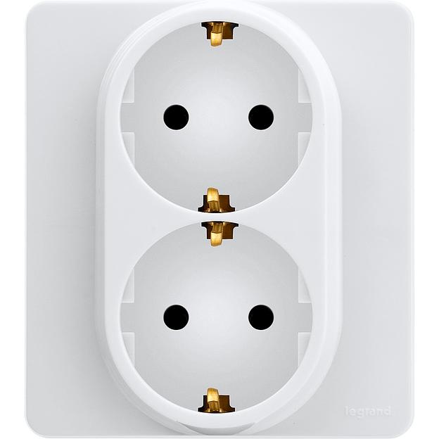 Legrand 673750 Розетка 2 x 2К+З - немецкий стандарт - 16 А - 250 В~ - INSPIRIA - белый фото 1