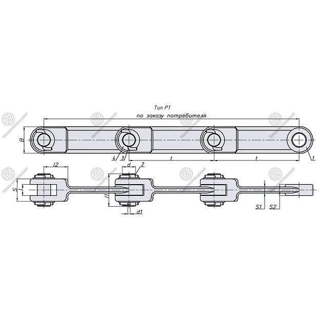 Цепь тяговая вильчатая Р1-200 разборная с фиксацией пальца проволочным шплинтом по ГОСТ 12996-90 фото 3