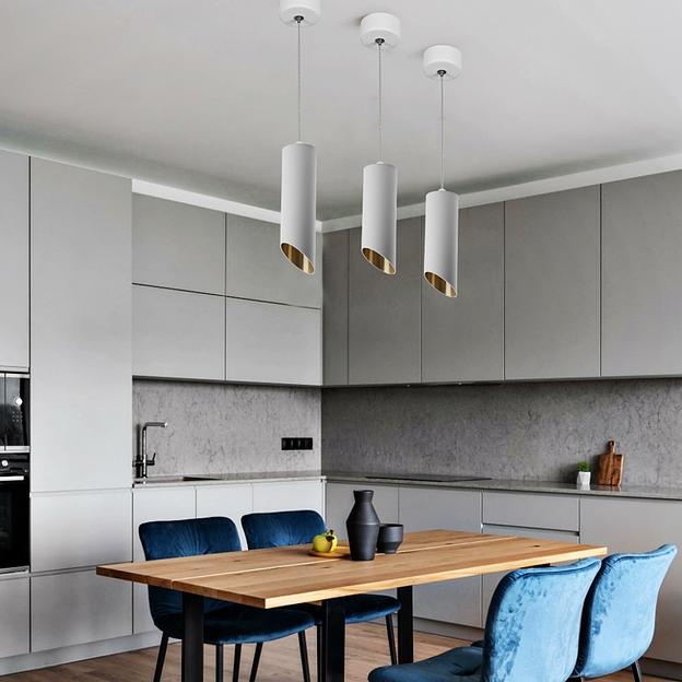 Светильник ДСО GU10 без лампы на подвесе белый золото фото 4