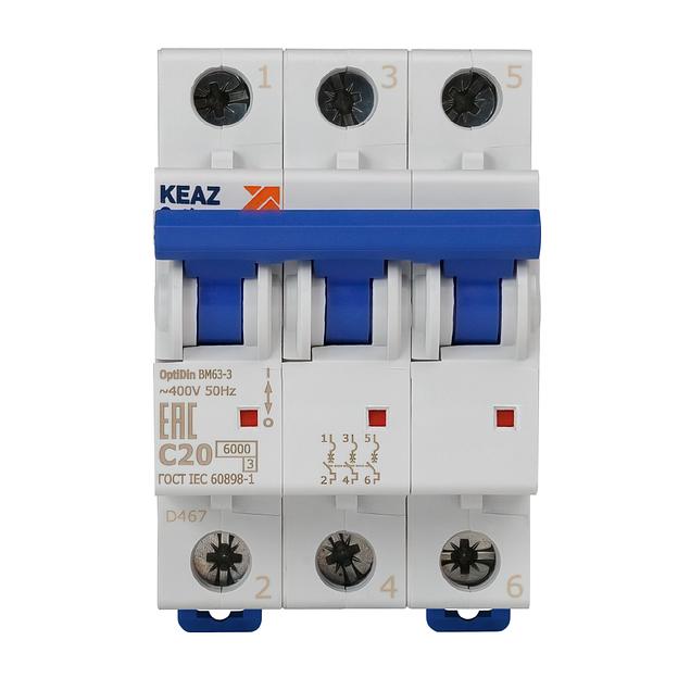 Выключатель автоматический OptiDin BM63-3C20-УХЛ3 (Новый) | 260793 | КЭАЗ фото 2