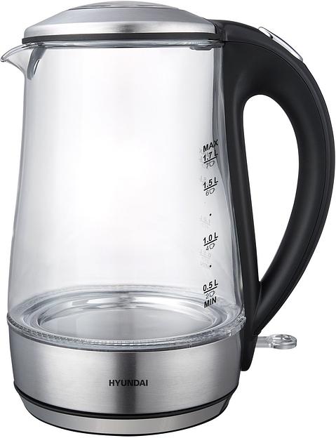 Чайник электрический Hyundai HYK-G8406 1.7л. 2200Вт прозрачный/черный (корпус: нержавеющая сталь) фото 2