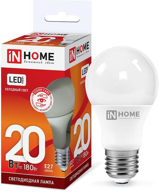 Лампа светодиодная LED-A60-VC 20Вт 230В Е27 6500К 1800Лм IN HOME фото 1