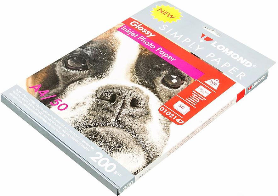 Фотобумага Lomond Simply 0102147 A4/200г/м2/50л./белый CIE148% глянцевое для струйной печати фото 1