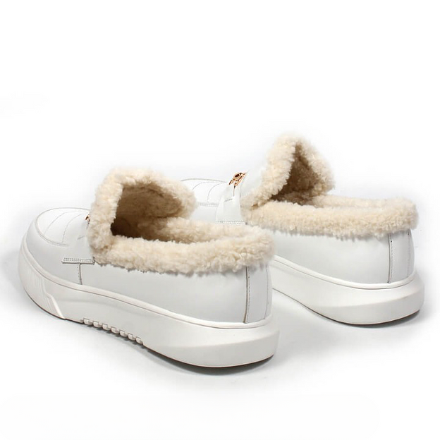 Слипоны утеплённые TAIS из натуральной кожи, арт.MT456 белый ОПТ фото 7