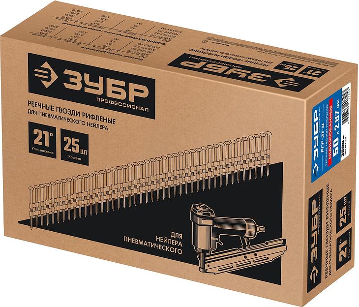 ЗУБР SN21 50 х 2.87 мм, реечные гвозди рифленые оцинкованные, 3500 шт (305393-50) фото 3