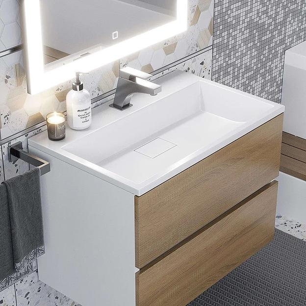 Раковина для ванной полувстраиваемая Uperwood Barsa, 70 см, прямоугольная, белая фото 1