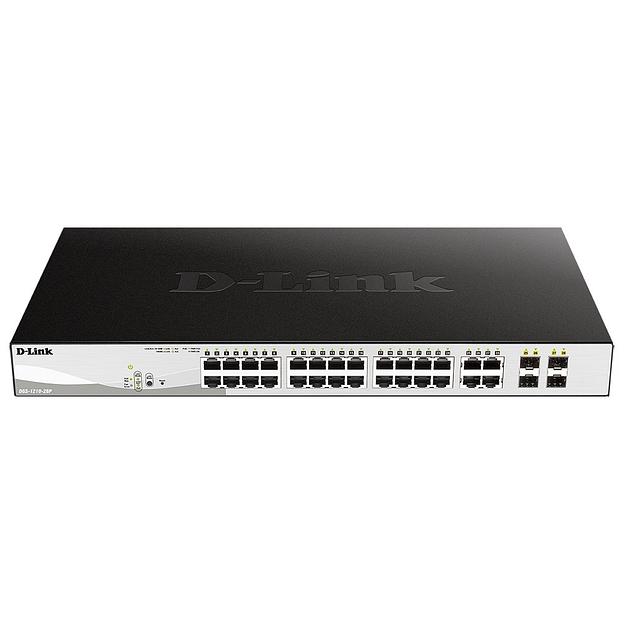 D-Link DGS-1210-28P/FL2A Управляемый L2 коммутатор с 24 портами 10/100/1000Base-T и 4 комбо-портами 100/1000Base-T/SFP (24 порта PoE 802.3af/at, РоЕ-бюджет 193 Вт) фото 1