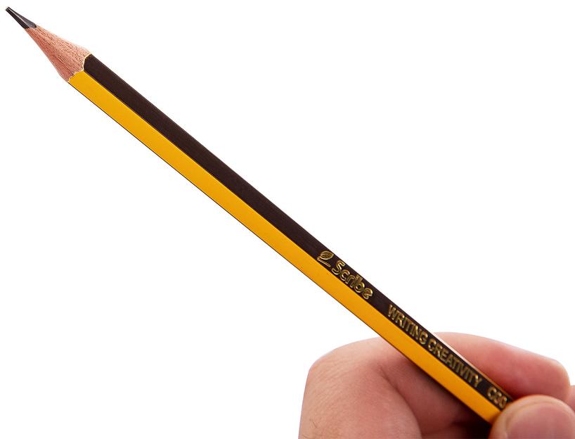 Карандаш чернографит. Deli EC004-HB HB шестигран. ластик коробка картонная (12шт) фото 5