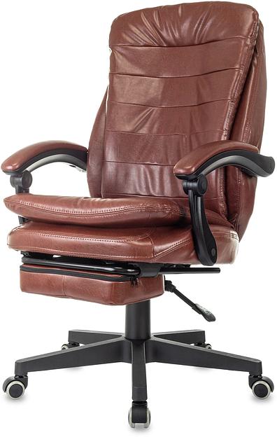 Кресло руководителя Бюрократ T-9950MSG-F коричневый эко.кожа крестов. пластик подст.для ног фото 3