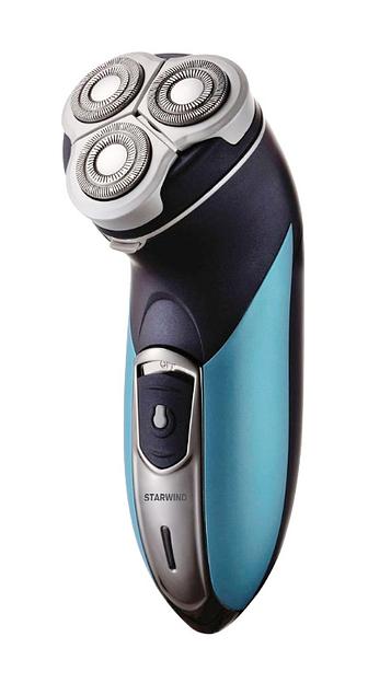 Бритва роторная Starwind SSH 1525 реж.эл.:3 питан.:аккум. голубой/черный фото 1