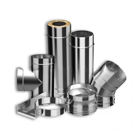 Комплект дымохода модульный прямой 210х150 мм, Aisi 430 0,5 + Aisi 304 0,5 ОПТ фото 1