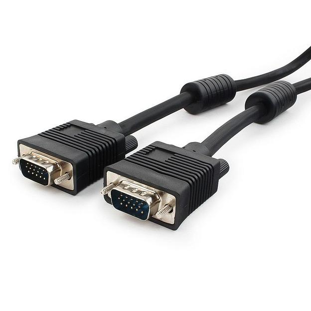 Кабель Cablexpert Кабель VGA Pro Cablexpert CC-PVGA-6 черный, 1.8м, 15M/15M, экран, феррит. кольца, пакет фото 1