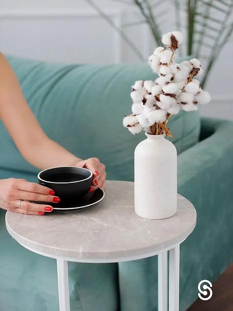 Журнальный круглый столик STIL_MET 37×37×67.5 см бежевый мрамор, белый, опт фото 5