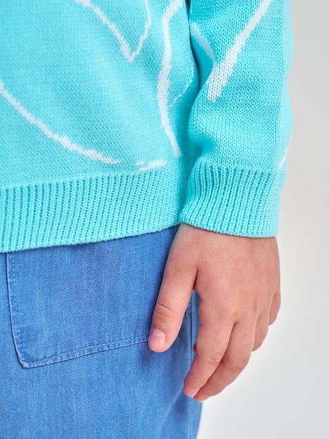 Джемпер «Сердечки» бирюзово-голубой, для девочек ОПТ фото 10