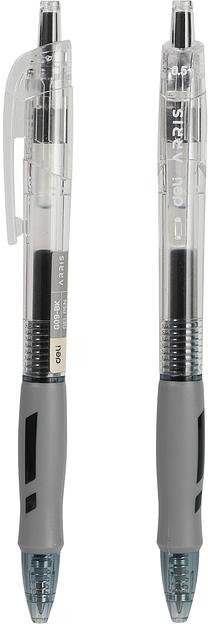 Набор ручек гелев. автоматическая Deli Arris (EG09-BK-P) прозрачный/серый d=0.5мм черн. черн. кор.карт. (12шт) резин. манжета фото 2