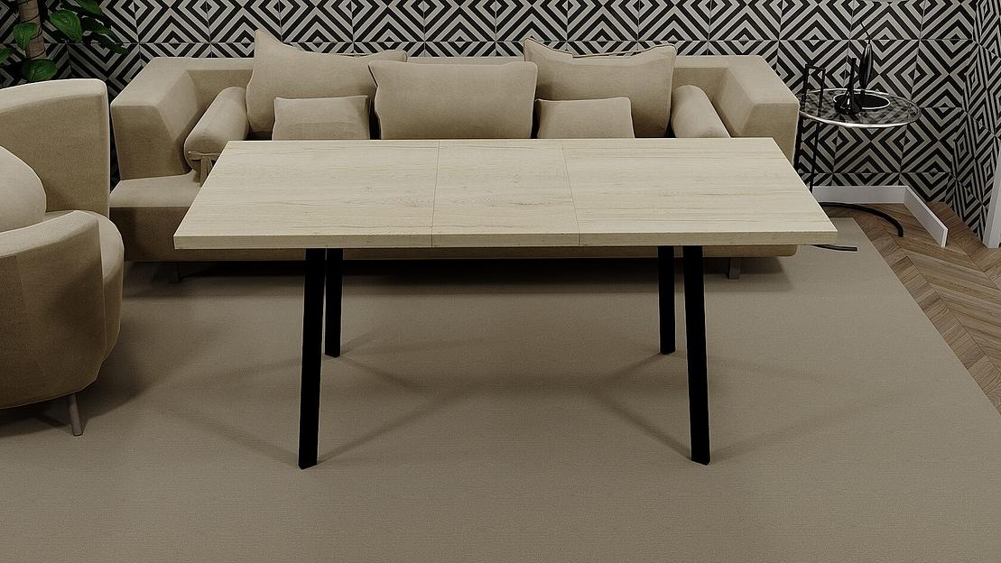 Стол Hagen 120(+40)x80 см чёрный металл, галифакс белый фото 1