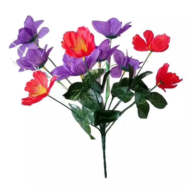 Цветочная композиция нарциссов с маками 12 голов (2 вида 6+6) 38см 080-301+327 фото 6